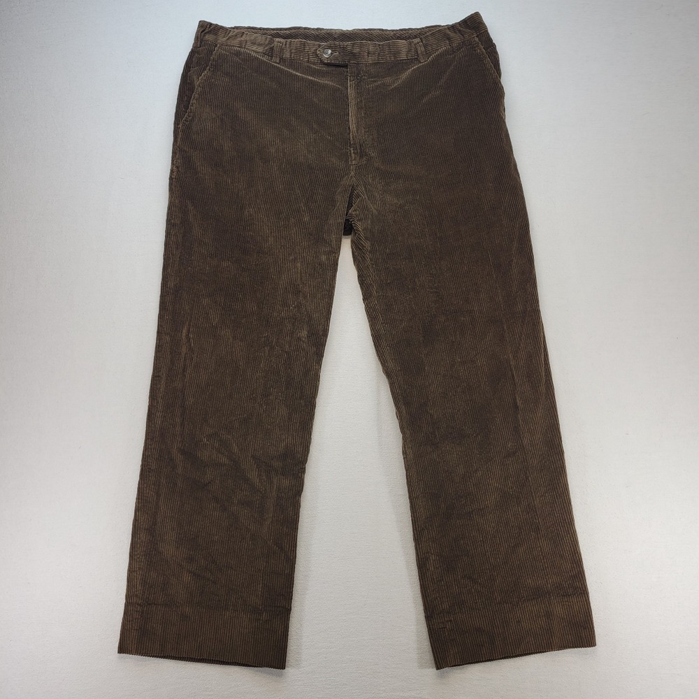 Berle Corduroy Pants‎ Mens 42R* Olive Green Regular Straight Italian Fabric